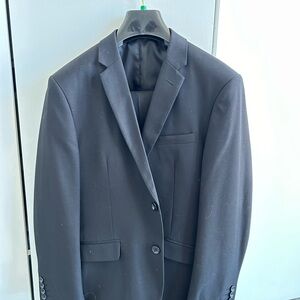 Black suit (40R 34W slim fit) - includes jacket, vest, pants, and shoes (12).